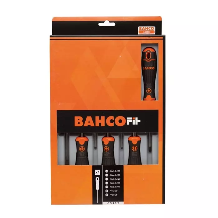 Bahco Phillips Slotted Screwdriver Set, B219.017 (Set of 7 Pcs)