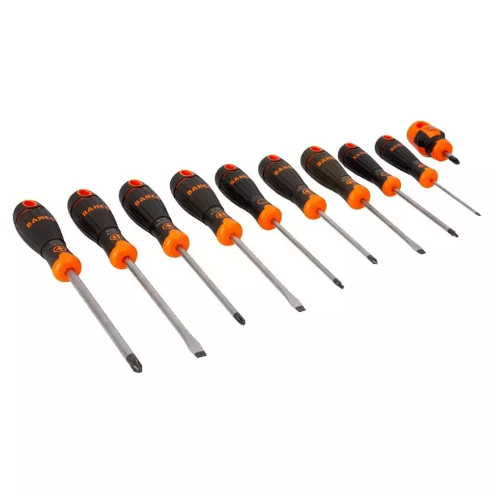 Bahco Phillips Pozidriv Slotted Square Screwdriver Set, B219.010 (Set of 10 Pcs)
