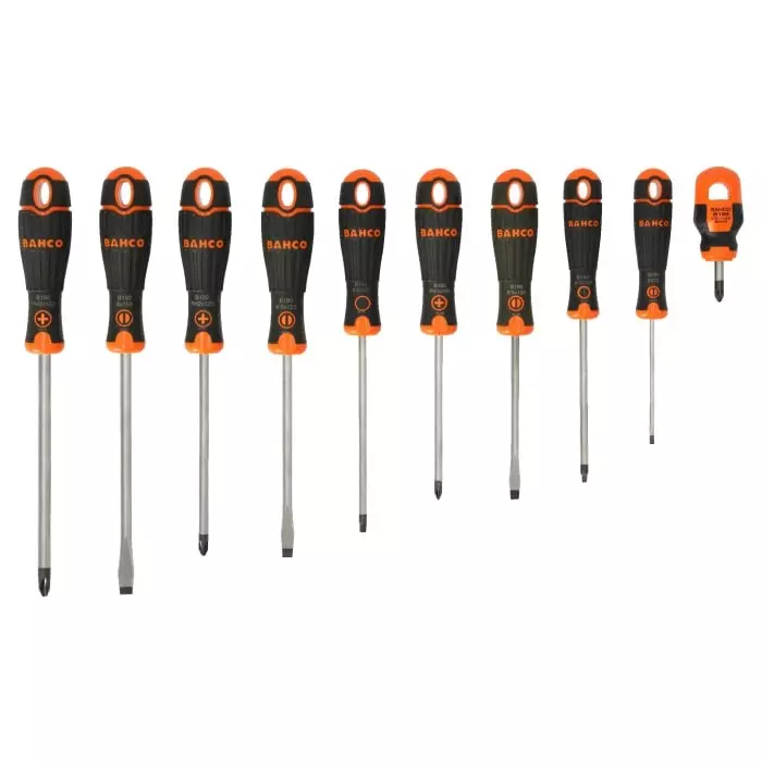 Bahco Phillips Pozidriv Slotted Square Screwdriver Set, B219.010 (Set of 10 Pcs)