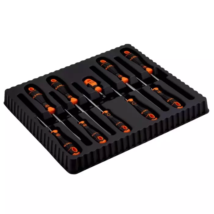 Bahco Phillips Pozidriv Slotted Square Screwdriver Set, B219.010 (Set of 10 Pcs)