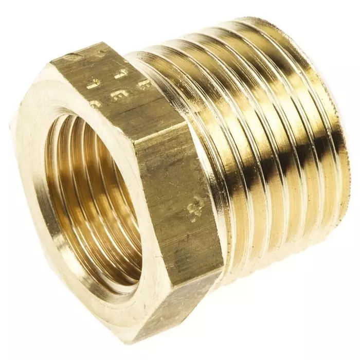 Legris Brass Pipe Fitting Straight Threaded Reducer Male R 1/2 inch to Female G 3/8in, 0163 21 17 (Pack of 5 Pcs)
