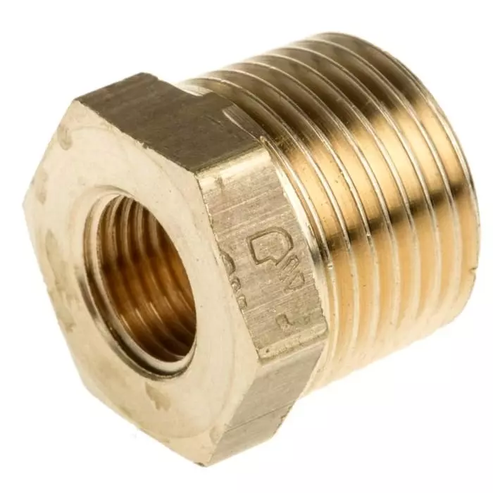 Legris Brass Pipe Fitting Straight Threaded Reducer Male R 3/8 inch to Female G 1/8in, 0163 17 10 (Pack of 5 Pcs)