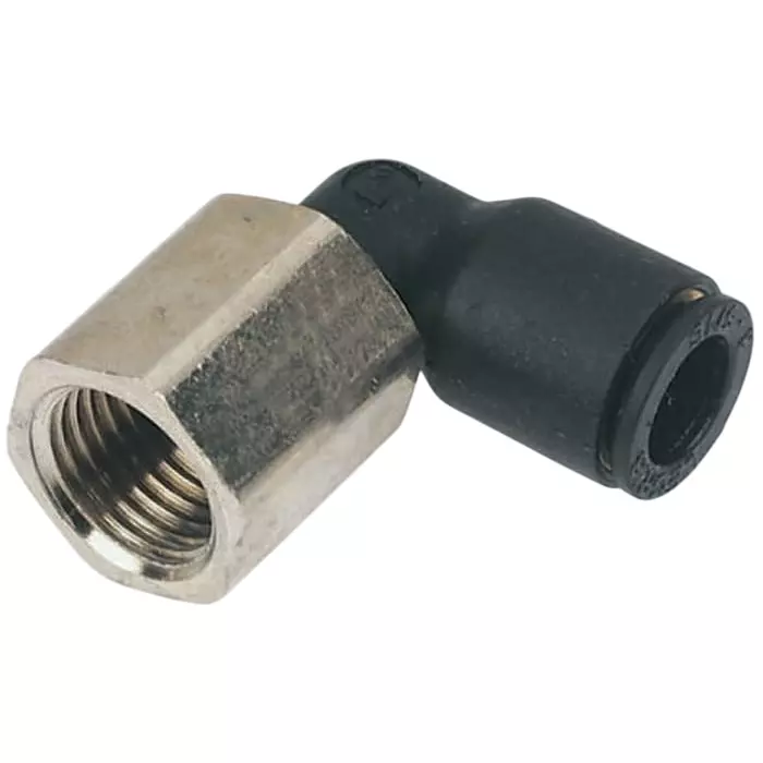 Legris LF3000 Series Elbow Threaded Adaptor G 1/4 Female to Push In 4 mm Threaded-to-Tube Connection Style, 3192 04 13 (Pack of 5 Pcs)