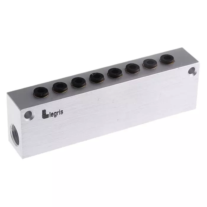 Legris 3310 Series Manifold Aluminium 8 Station G 1/4, 3310 04 13