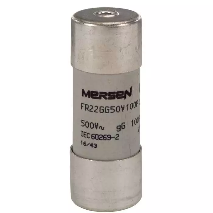 Mersen Slow-Blow Ceramic Cartridge Fuse 100 A 500 V AC 22.2x58 mm, FR22GG50V100P (Pack of 10 Pcs)