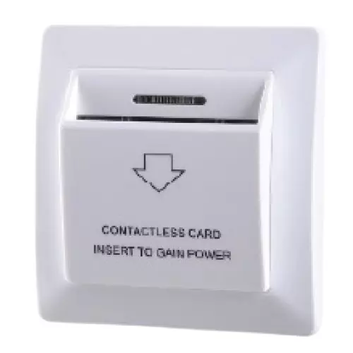 Quba Energy Saving Socket Square Shape White Plastic Body Ideal For Hotel Rooms, QHL ESS-3