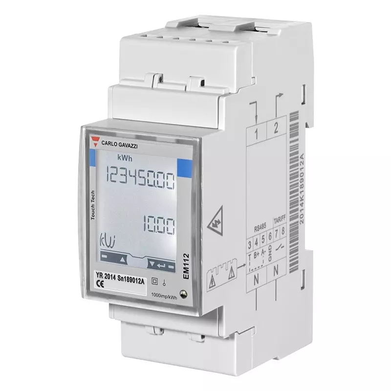 CARLO GAVAZZI Digital Energy Meter, 1-Phase, 230Vac, Em112Dinav01Xs1X