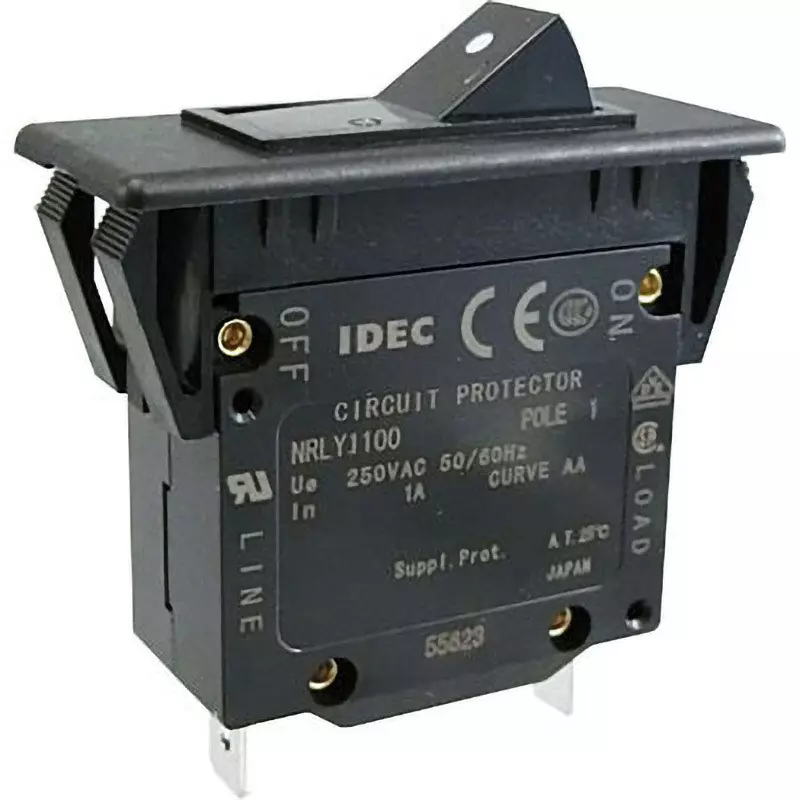 IDEC Nrl Series Circuit Protector (Main Terminal) Tab 250 Type Terminal AC250(50/60Hz) V 1 Pole, Nrly1100-1Aaa-B