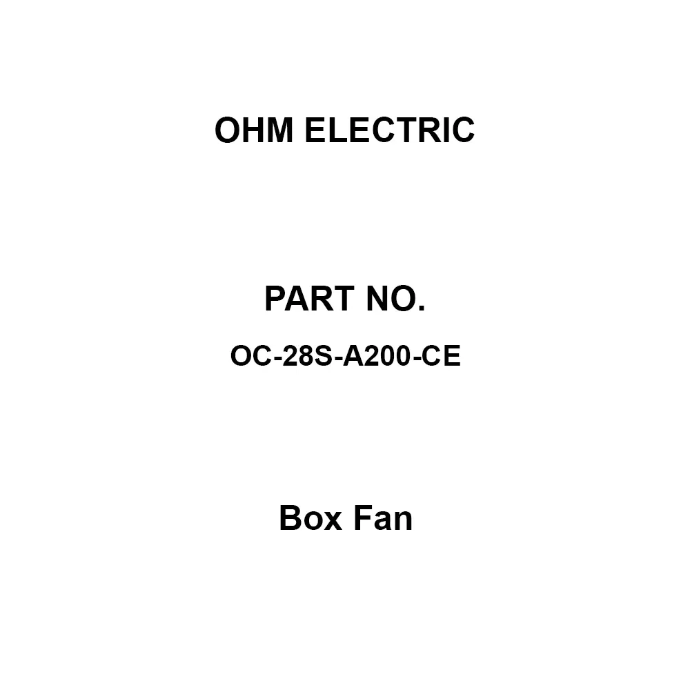 OHM ELECTRIC Box Fan Single phase AC200-230 V Voltage, OC-28S-A200-CE