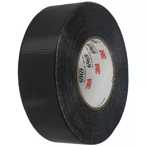 3M DUCT TAPE, PE FILM, 179.8FT X 1.89", 6969 BLACK 48 MM X 60 YD.