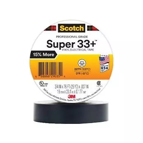3M TAPE, PVC, 19MM X 23.16M, BLACK, 33+-3/4X76FT