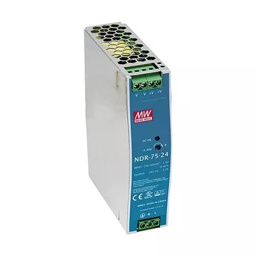 Mean Well POWER SUPPLY, AC-DC, 24V, 3.2A, NDR-75-24