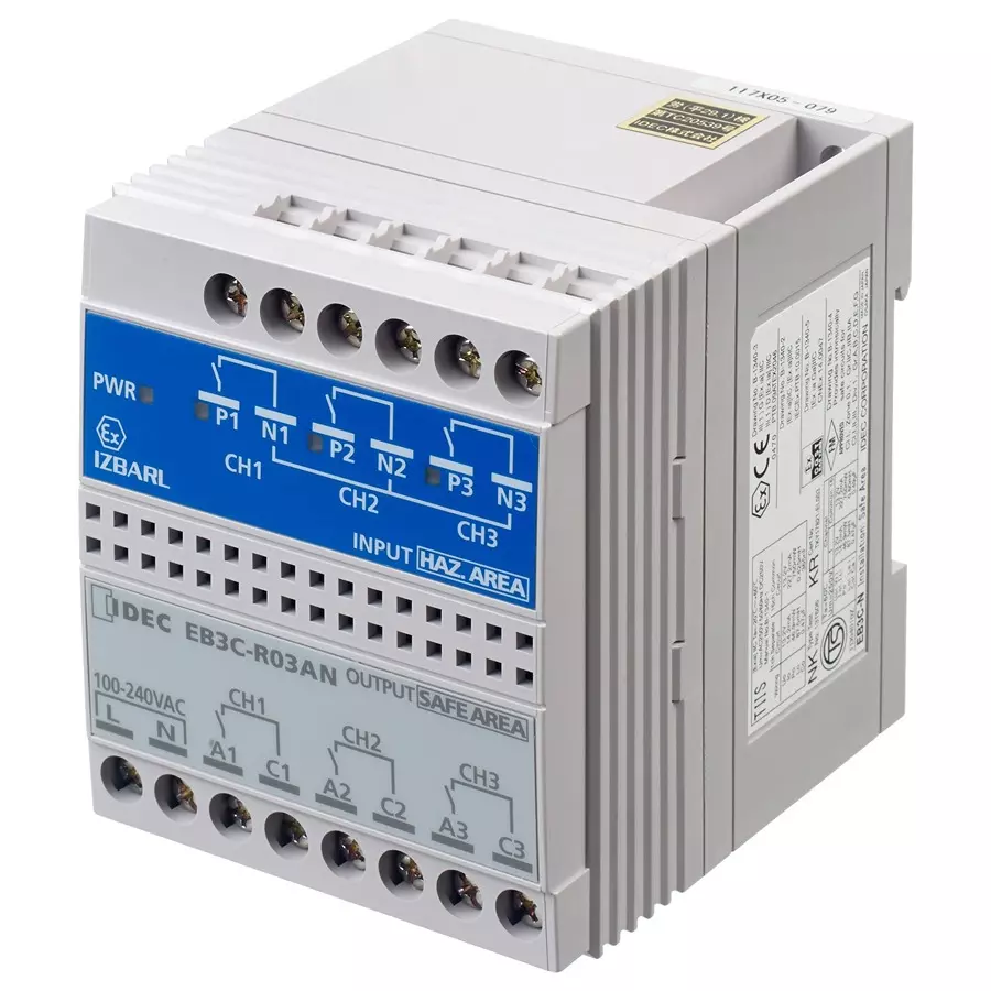 IDEC DISCRETE INPUT BARRIER, 3CH, RELAY O/P, EB3C-R03AN.