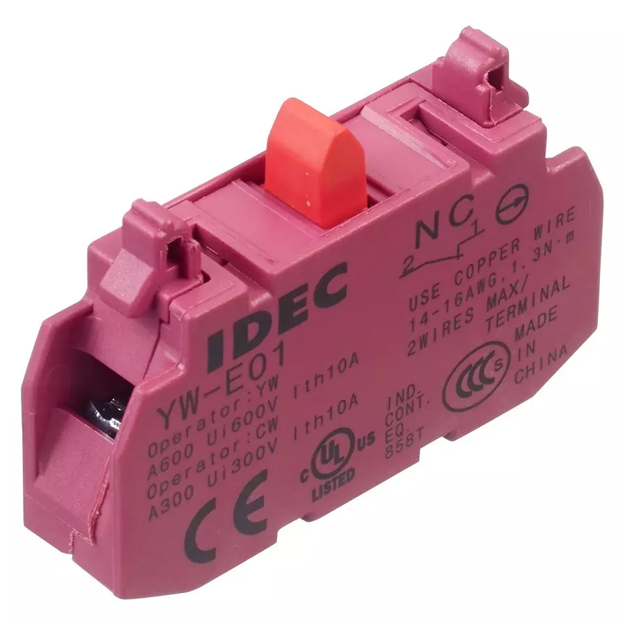IDEC CONTACT BLOCK, 1 POLE, 10A, 120VAC, YW-E01