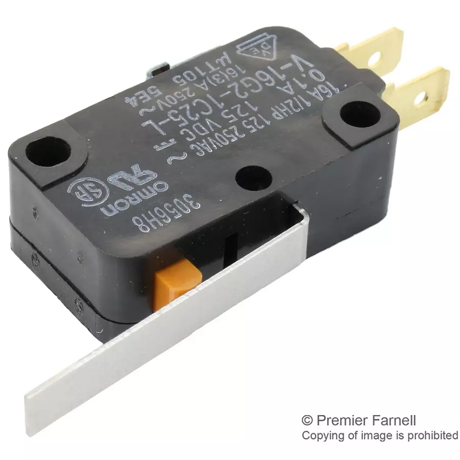 OMRON ELECTRONIC COMPONENTS MICROSWITCH, SPDT, LEVER, 5A, 250VAC, QC, VX-52-1C23