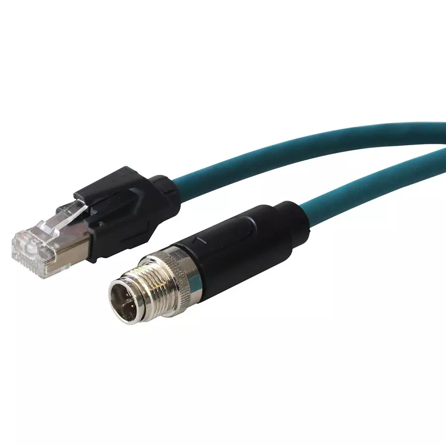BULGIN LIMITED SENSOR CORD, 8P M12 PLUG-RJ45 PLUG, 1M, PXPTPU12FIM08XRJ010PU
