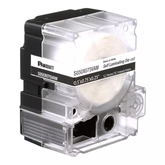 PANDUIT Adhesive Wire Markers LABEL CASSETTE, VINYL, 12.7MM X 19.1MM, S050X075VAM
