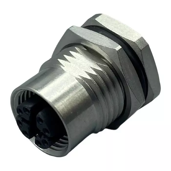 NORCOMP Sensor Conn, M12, 8Pos, Rcpt, Panel, 859-X08-20SR0R4