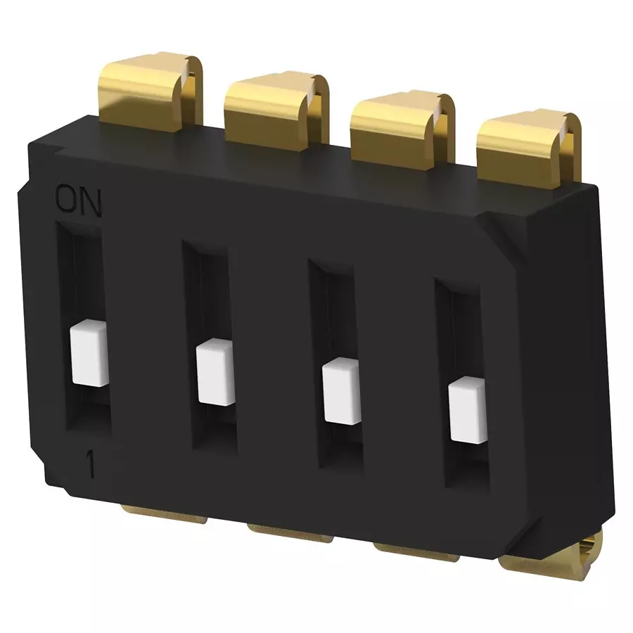 ALCOSWITCH - TE CONNECTIVITY Dip Switch, 4Pos, Spst, Slide, Smd, EDS04SNRNTU04Q