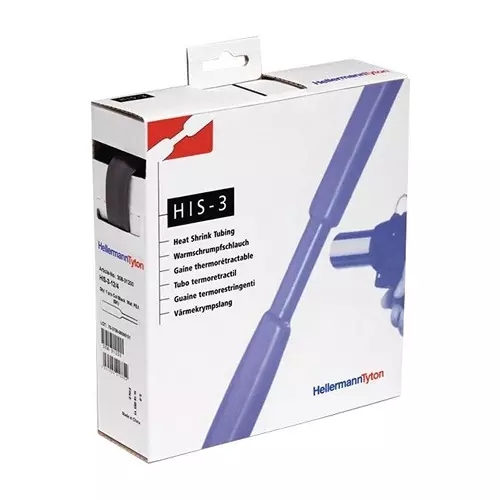 HELLERMANNTYTON Heatshrink, 3.2 mm, Black, 10M, 300-30320