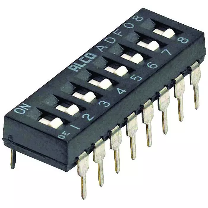 ALCOSWITCH - TE CONNECTIVITY Switch, Dip, 8 Position, Spst, Flush Slide, ADF0804