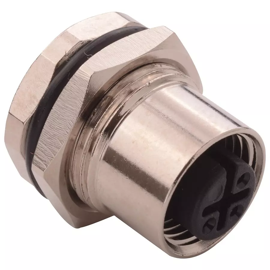 NORCOMP Sensor Connector, M12, Rcpt, 3Pos, Panel, 859-003-203R004.
