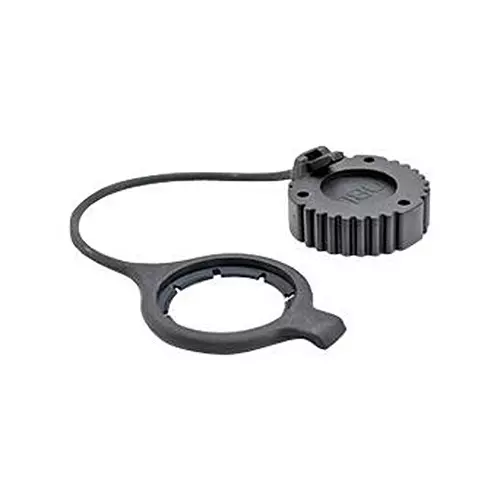 AMPHENOL SINE/TUCHEL CAP W/ RUBBER TETHER, 9POS, BLACK, AHDC169-T-BLK