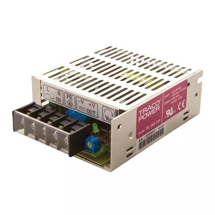 TRACO POWER AC/DC CONV, ENCLOSED, 1O/P, 60W, 24V, TXL 060-24S