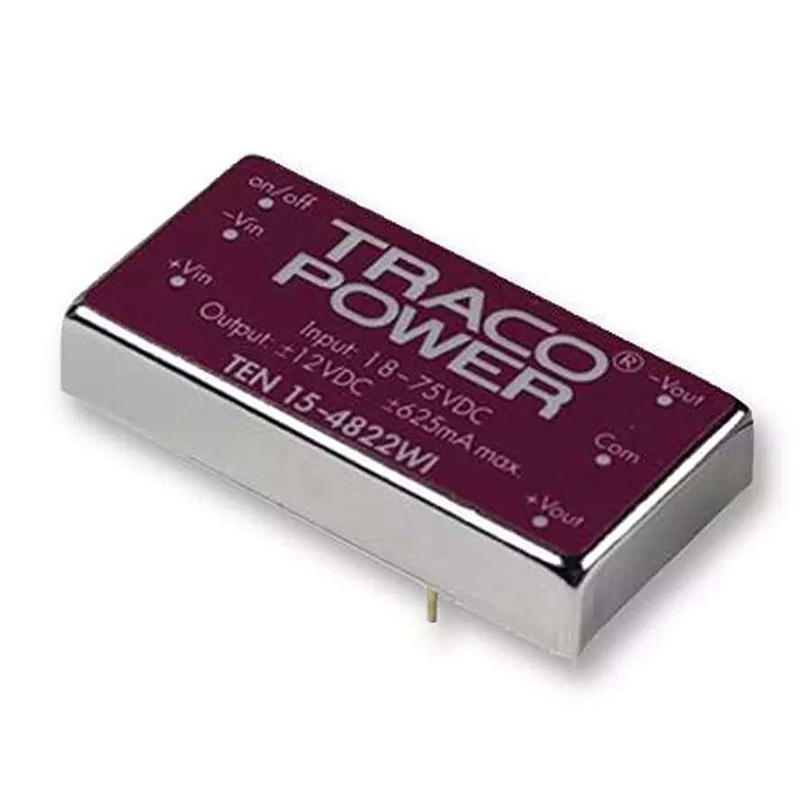 TRACO POWER DC/DC Converter,15W, 12V/1.3A, TEN 15-4812WI