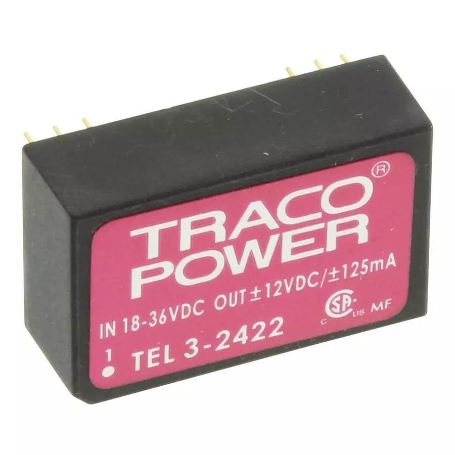 TRACO POWER CONVERTER, DC-DC, +/-12V, 3W, TEL 3-2422