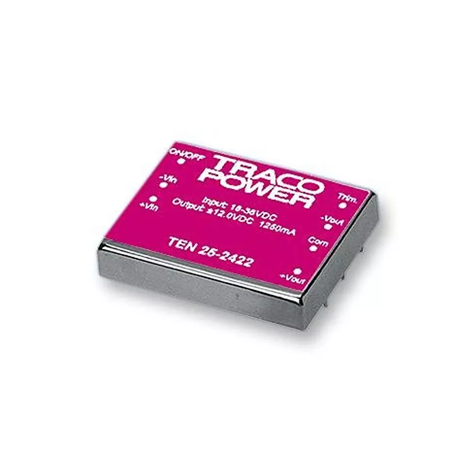 TRACO POWER CONVERTER, DC/DC, 25W, +/-12V, TEN 25-2422