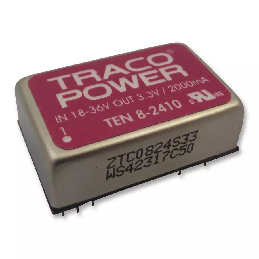 TRACO POWER CONVERTER, DC/DC, 8W, 3.3V, TEN 8-2410