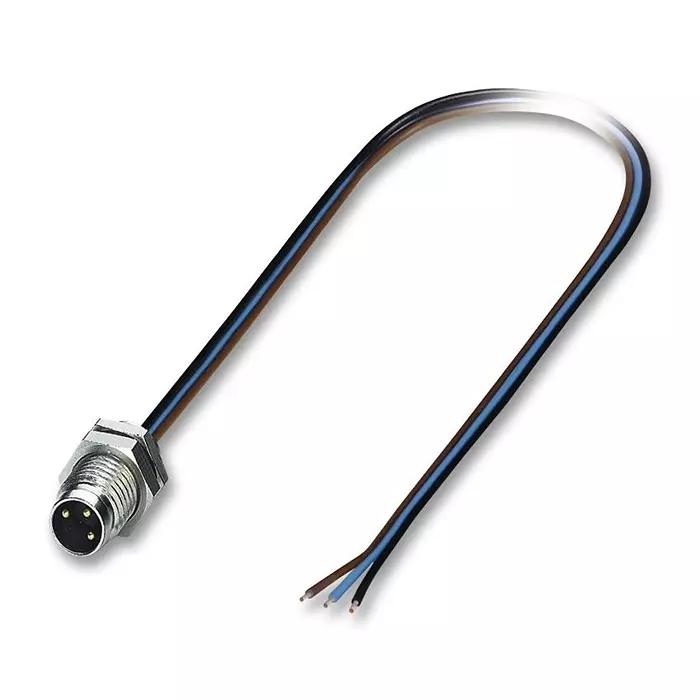 Phoenix Contact Sensor Cable Assemblies SENSOR CORD, 3P, M8 PLUG-FREE END, 0.5M, 1453478