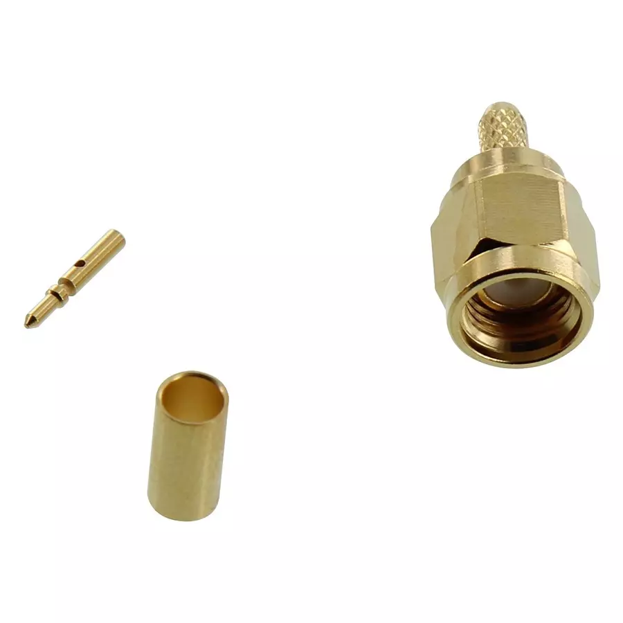 JOHNSON RF/COAXIAL SMA PLUG STR 50 OHM CRIMP/SLDR, 142-0403-011.