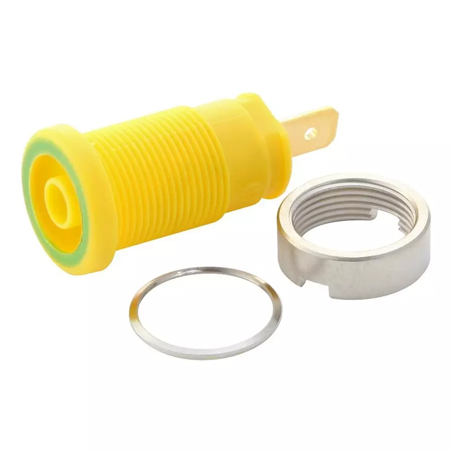 HIRSCHMANN SOCKET, 4MM, SAFETY, YELLOW/GREEN, MVL S, 972355188