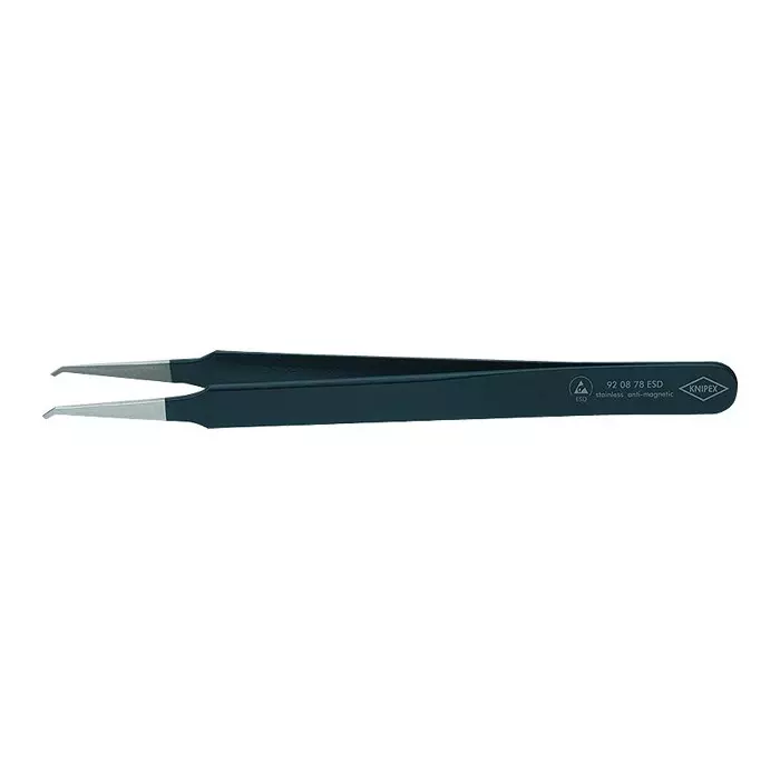 KNIPEX TWEEZER, ANTI-MAGNETIC, BENT/FLAT, SS, 92 08 78 ESD