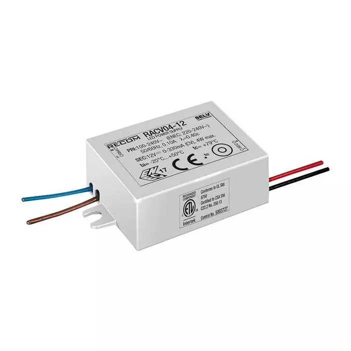 RECOM POWER LED DRIVER, SINGLE O/P, CV MODE, 4W, RACV04-12