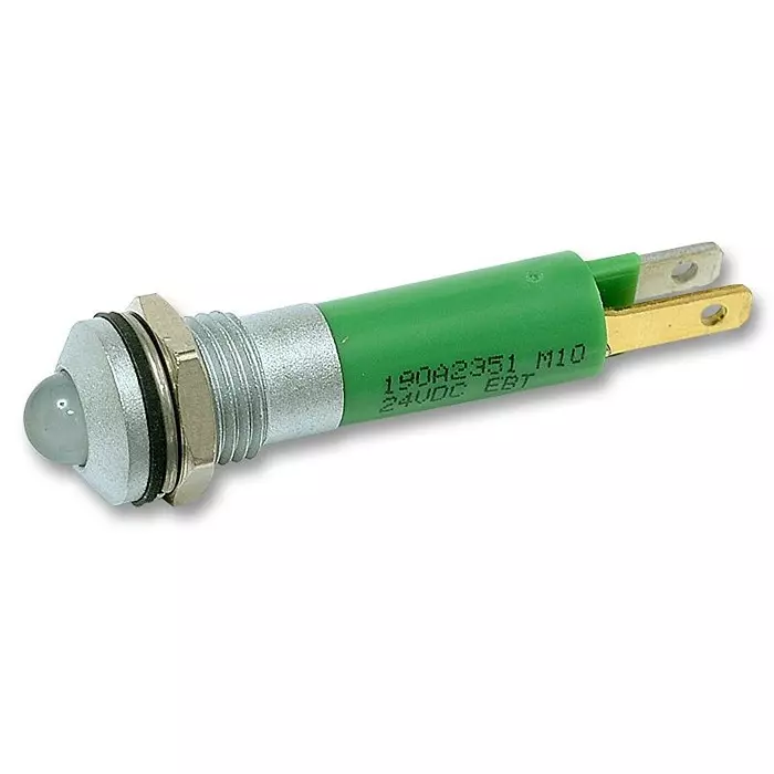 CML INNOVATIVE TECHNOLOGIES LED, M8, 24VDC, MATT CHROME, GREEN, 190A2351
