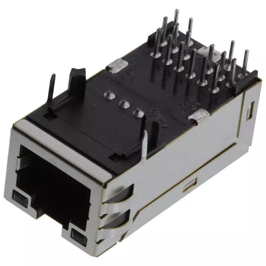 TRP CONNECTOR/BEL Rj45 Conn, R/A Jack, 8P8C, 1Port, Th, 1840728-5
