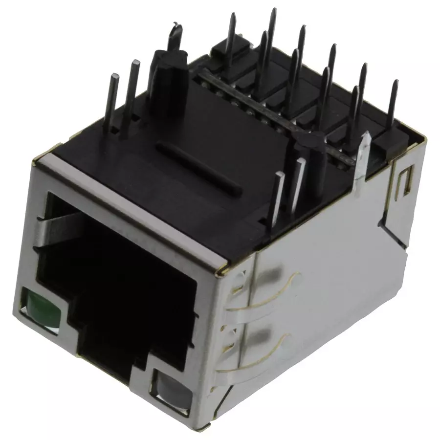 TRP CONNECTOR/BEL Rj45 Conn, R/A Jack, 8P8C, 1Port, Th, 2250015-2