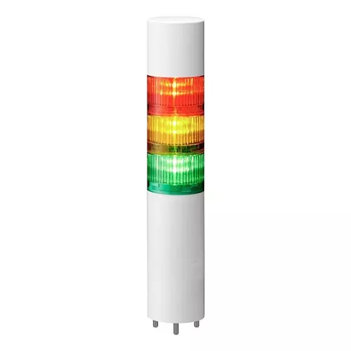 PATLITE (U.S.A.) Signal Tower, 88Db, Flashing, 24Vdc, LR6-302WMBW-RYG+FB295