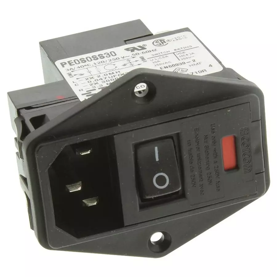 CORCOM - TE CONNECTIVITY POWER ENTRY MODULE, 3A, 500UA, PE0S0SS30.