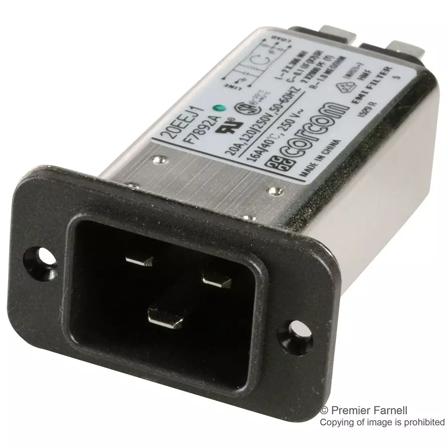 CORCOM - TE CONNECTIVITY FILTER, IEC, 20A, 20EEJ1