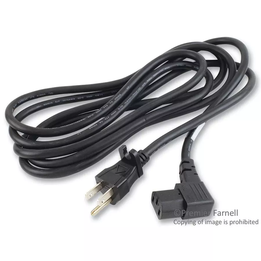 VOLEX POWER CORD NEMA5-15P/IEC, 9.8FT, 13A BLACK, 17509