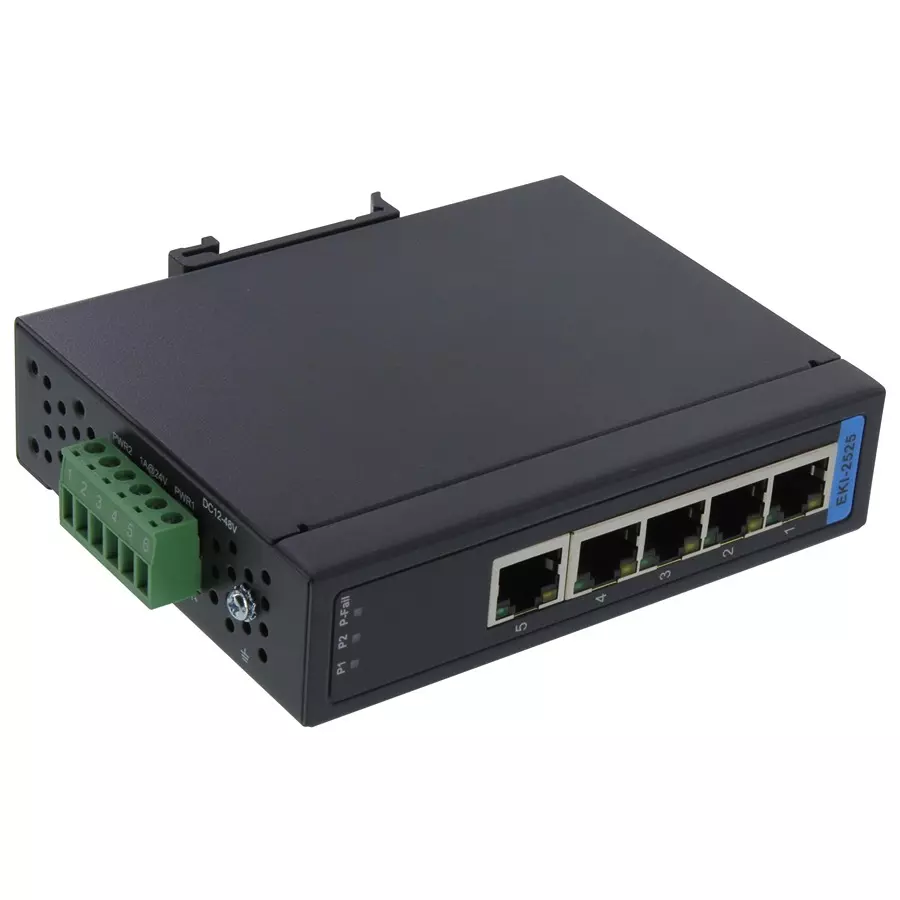 ADVANTECH ENET MODULE, DIN RAIL/WALL, RJ45, 5PORT, EKI-2525-BE.