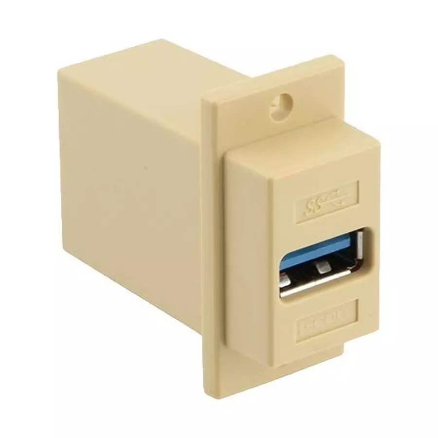L-COM USB COUPLER, 3.0 TYPE A RCPT-RCPT, IVORY, ECF504-3AA-IVY