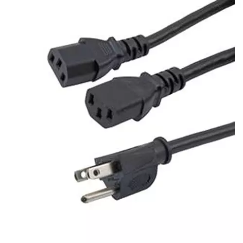 L-COM PWR CORD, N5-15P-2X IEC C13, 3 , 10A, N515P-C132-10-3F