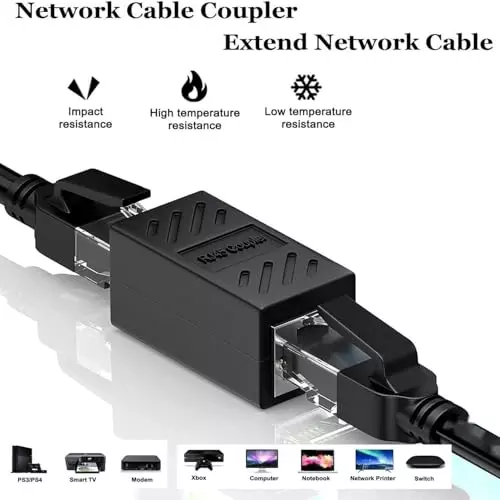 PremiumAV RJ45 Coupler Connector Cat7/Cat6/Cat5e Ethernet LAN Adapter Female to Female Inline Coupler for Network Cable Extension