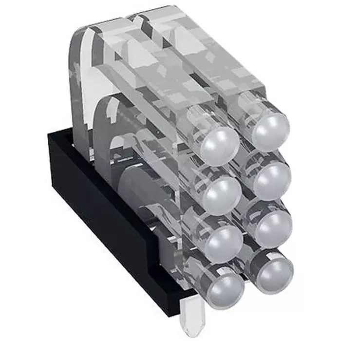 MENTOR PCB Mounted 8-Way Right Angle LED Light Pipe Quad-Level-Row Clear Dome Lens, 1296.2024 (Pack of 5 Pcs)