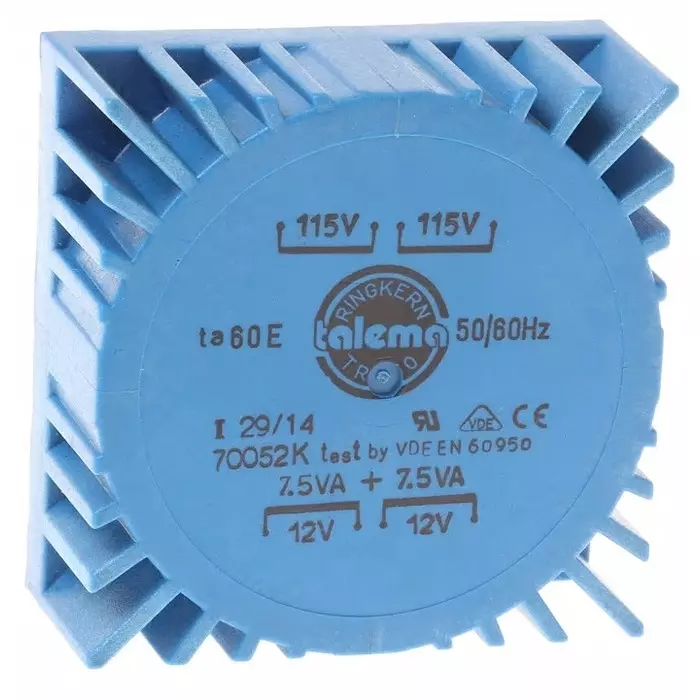 Nuvotem Talema Toroidal Transformer 115 V AC 230 V AC 2 x 12V AC 15VA 2 Output, 70052K